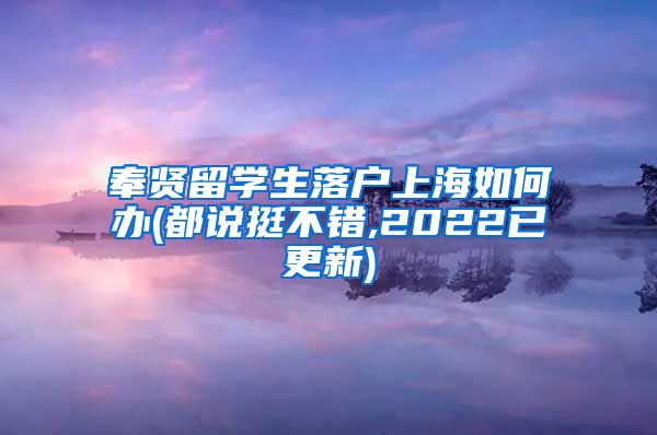 奉贤留学生落户上海如何办(都说挺不错,2022已更新)