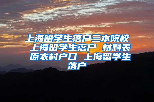 上海留学生落户三本院校 上海留学生落户 材料表 原农村户口 上海留学生落户