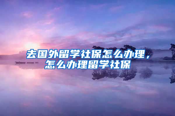 去国外留学社保怎么办理，怎么办理留学社保