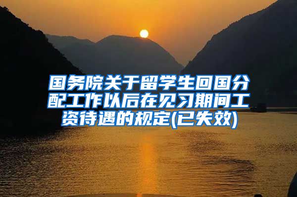 国务院关于留学生回国分配工作以后在见习期间工资待遇的规定(已失效)