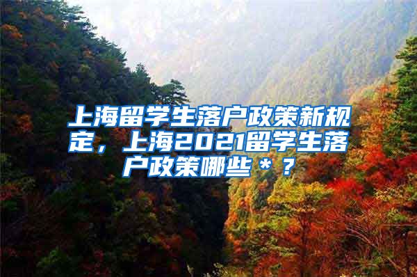 上海留学生落户政策新规定，上海2021留学生落户政策哪些＊？