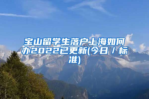 宝山留学生落户上海如何办2022已更新(今日／标准)