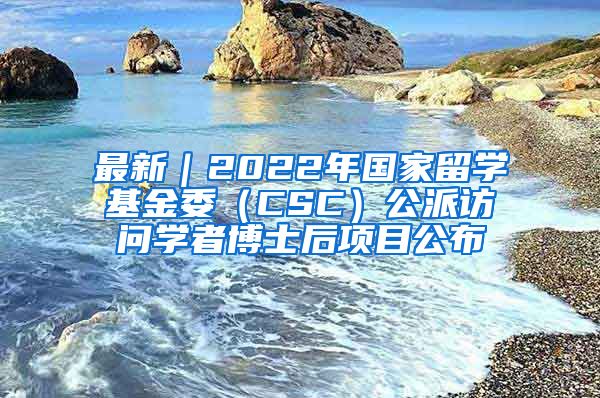 最新｜2022年国家留学基金委（CSC）公派访问学者博士后项目公布