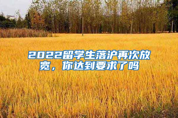 2022留学生落沪再次放宽，你达到要求了吗