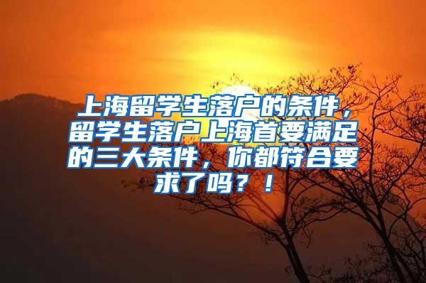 上海留学生落户的条件，留学生落户上海首要满足的三大条件，你都符合要求了吗？！