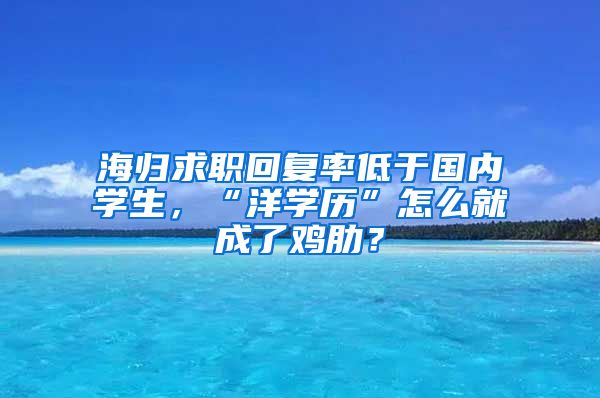 海归求职回复率低于国内学生，“洋学历”怎么就成了鸡肋？