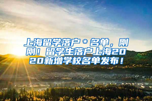 上海留学落户＊名单，刚刚！留学生落户上海2020新增学校名单发布！