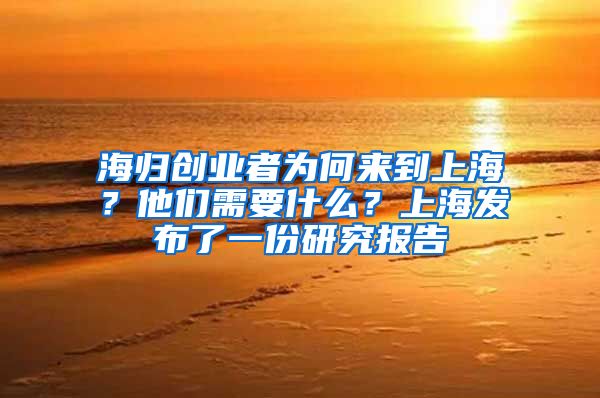 海归创业者为何来到上海？他们需要什么？上海发布了一份研究报告