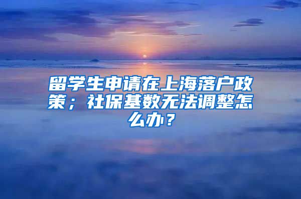 留学生申请在上海落户政策；社保基数无法调整怎么办？