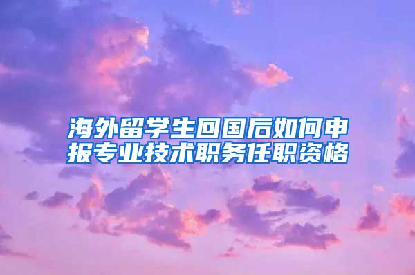 海外留学生回国后如何申报专业技术职务任职资格