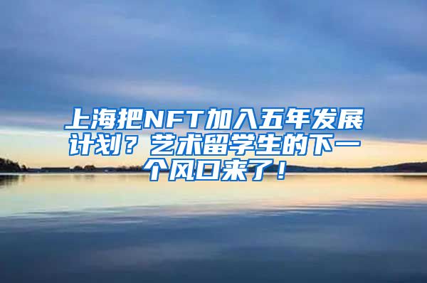 上海把NFT加入五年发展计划？艺术留学生的下一个风口来了！