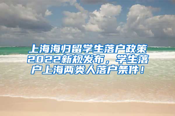 上海海归留学生落户政策2022新规发布，学生落户上海两类人落户条件！