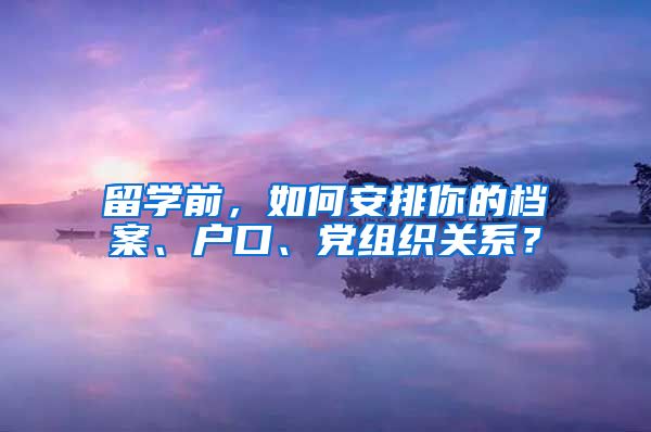 留学前，如何安排你的档案、户口、党组织关系？