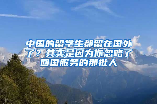 中国的留学生都留在国外了？其实是因为你忽略了回国服务的那批人