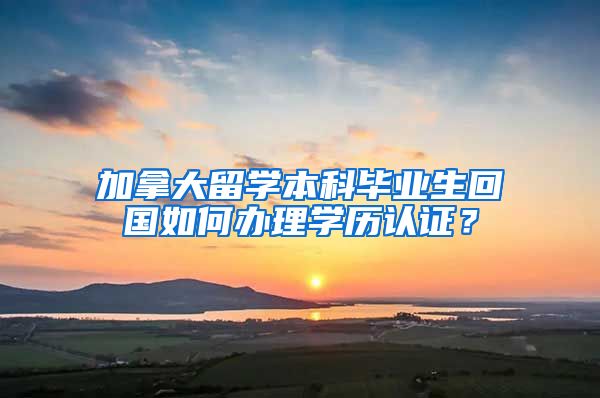 加拿大留学本科毕业生回国如何办理学历认证？