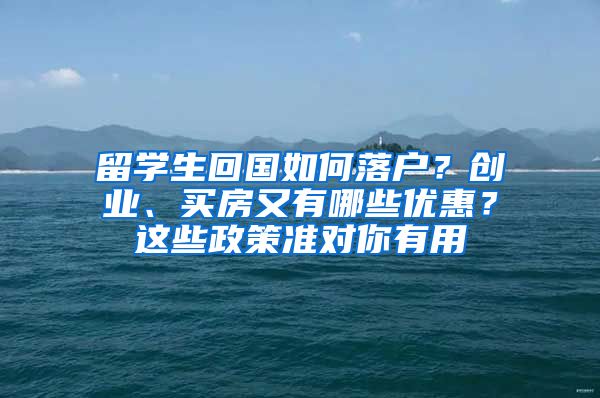 留学生回国如何落户？创业、买房又有哪些优惠？这些政策准对你有用