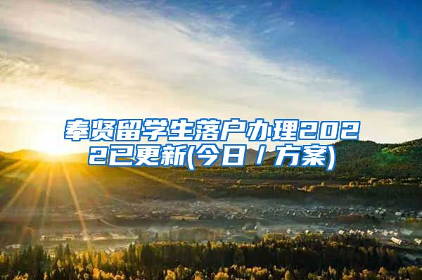 奉贤留学生落户办理2022已更新(今日／方案)