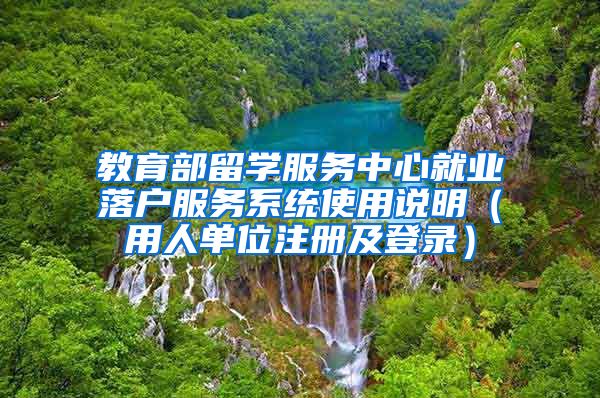 教育部留学服务中心就业落户服务系统使用说明（用人单位注册及登录）