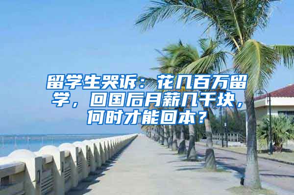 留学生哭诉：花几百万留学，回国后月薪几千块，何时才能回本？