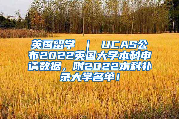 英国留学 ｜ UCAS公布2022英国大学本科申请数据，附2022本科补录大学名单！