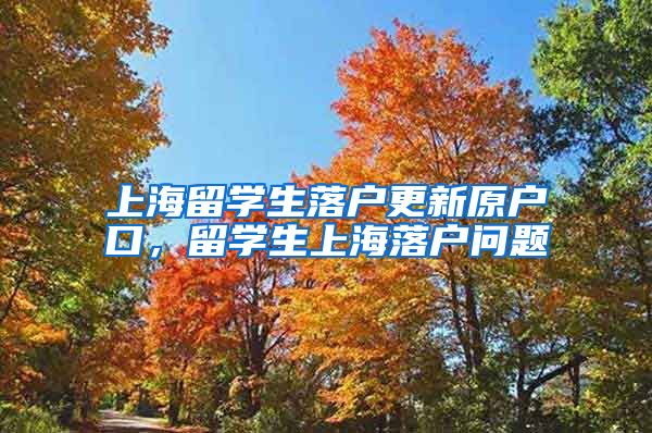 上海留学生落户更新原户口，留学生上海落户问题