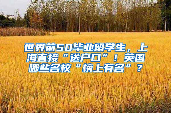 世界前50毕业留学生，上海直接“送户口”！英国哪些名校“榜上有名”？