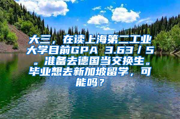 大三，在读上海第二工业大学目前GPA 3.63／5。准备去德国当交换生。毕业想去新加坡留学，可能吗？