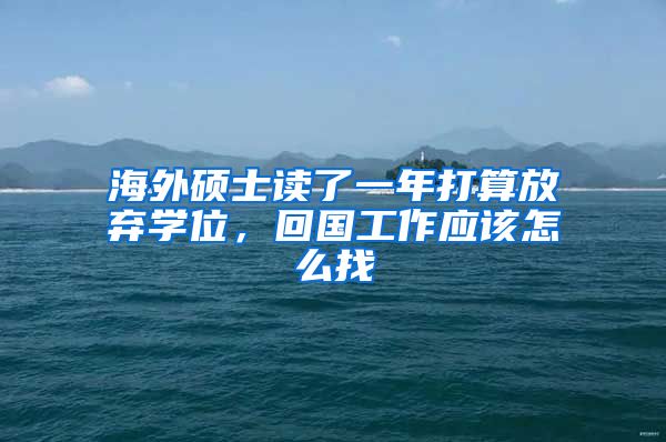 海外硕士读了一年打算放弃学位，回国工作应该怎么找