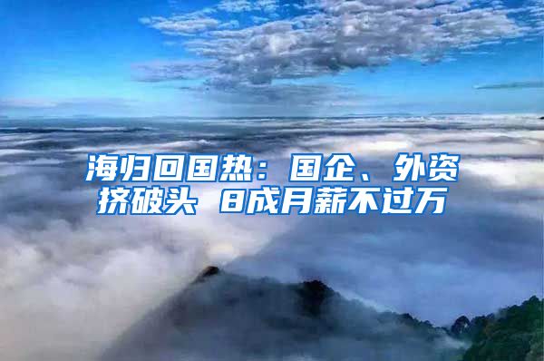 海归回国热：国企、外资挤破头 8成月薪不过万