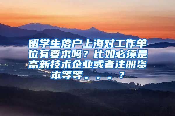 留学生落户上海对工作单位有要求吗？比如必须是高新技术企业或者注册资本等等。。。？