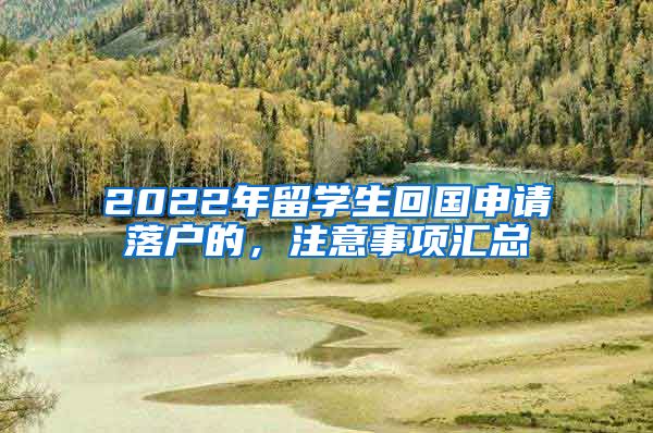 2022年留学生回国申请落户的，注意事项汇总