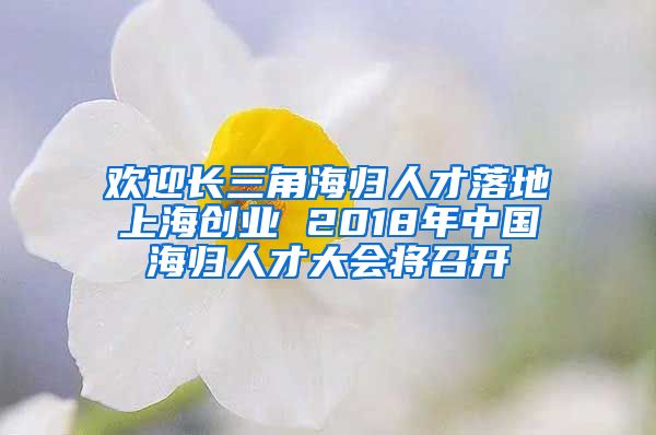 欢迎长三角海归人才落地上海创业 2018年中国海归人才大会将召开