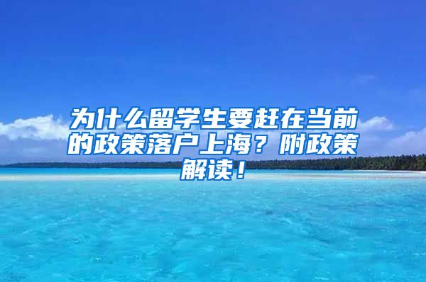 为什么留学生要赶在当前的政策落户上海？附政策解读！