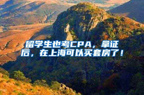 留学生也考CPA，拿证后，在上海可以买套房了！