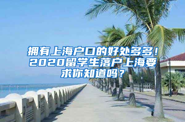 拥有上海户口的好处多多！2020留学生落户上海要求你知道吗？