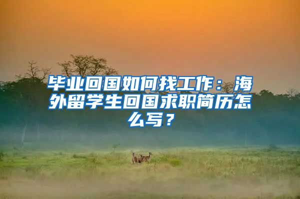 毕业回国如何找工作：海外留学生回国求职简历怎么写？