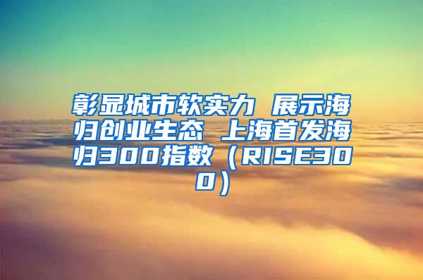 彰显城市软实力 展示海归创业生态 上海首发海归300指数（RISE300）