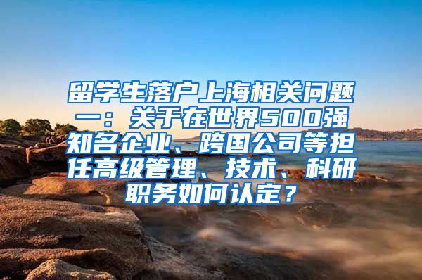 留学生落户上海相关问题一：关于在世界500强知名企业、跨国公司等担任高级管理、技术、科研职务如何认定？