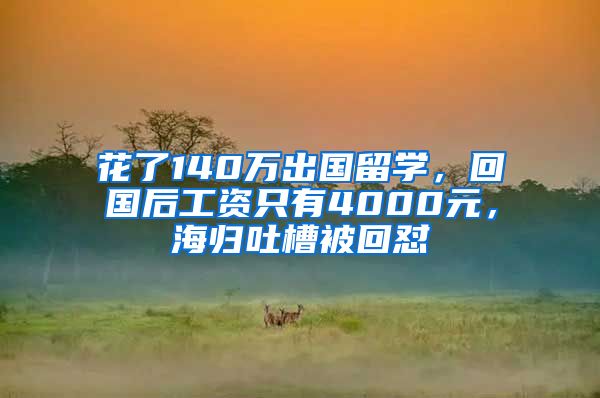 花了140万出国留学，回国后工资只有4000元，海归吐槽被回怼