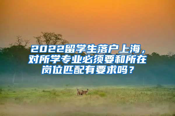 2022留学生落户上海，对所学专业必须要和所在岗位匹配有要求吗？