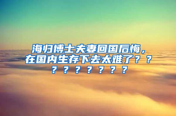 海归博士夫妻回国后悔，在国内生存下去太难了？？？？？？？？？