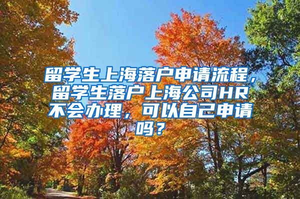 留学生上海落户申请流程，留学生落户上海公司HR不会办理，可以自己申请吗？