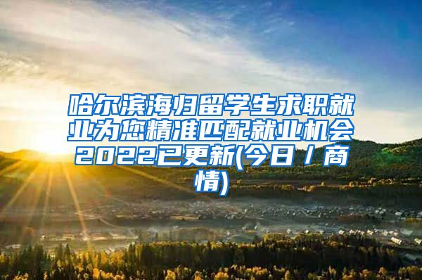 哈尔滨海归留学生求职就业为您精准匹配就业机会2022已更新(今日／商情)