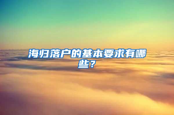 海归落户的基本要求有哪些？