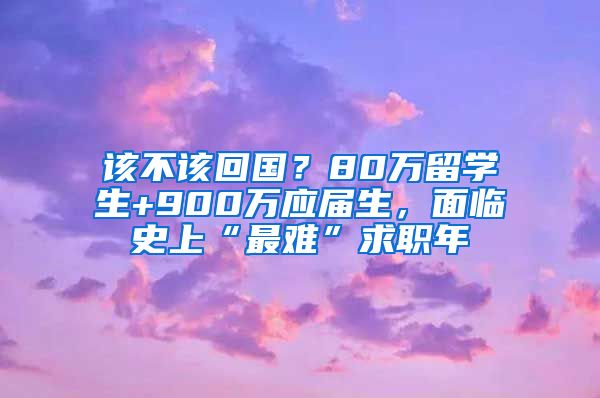 该不该回国？80万留学生+900万应届生，面临史上“最难”求职年