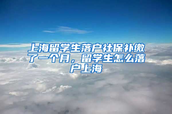 上海留学生落户社保补缴了一个月，留学生怎么落户上海