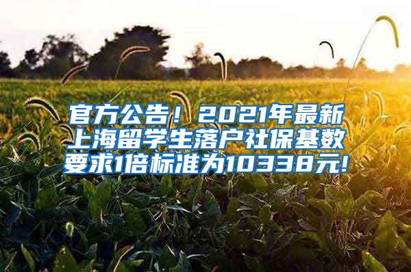 官方公告！2021年最新上海留学生落户社保基数要求1倍标准为10338元!