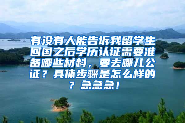 有没有人能告诉我留学生回国之后学历认证需要准备哪些材料，要去哪儿公证？具体步骤是怎么样的？急急急！