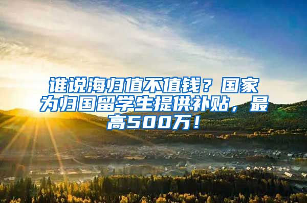 谁说海归值不值钱？国家为归国留学生提供补贴，最高500万！