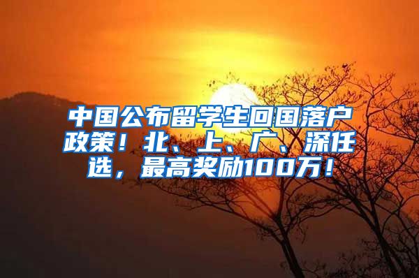 中国公布留学生回国落户政策！北、上、广、深任选，最高奖励100万！